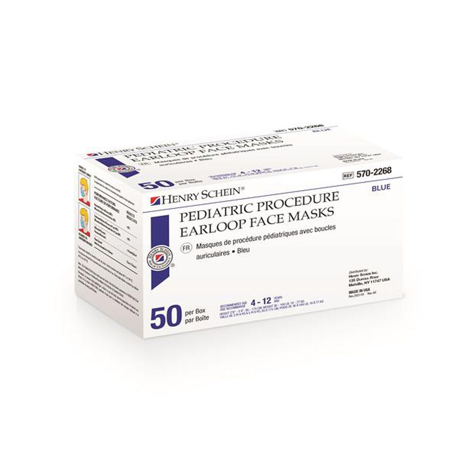 Henry Schein Pediatric Mask, Blue, Box of 50